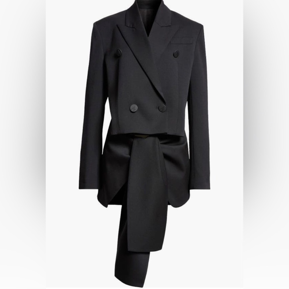 NWT $1700 The Attico Knotted Detail Stretch Wool Blazer 0 US / 38 IT, BLACK! - Picture 6 of 8